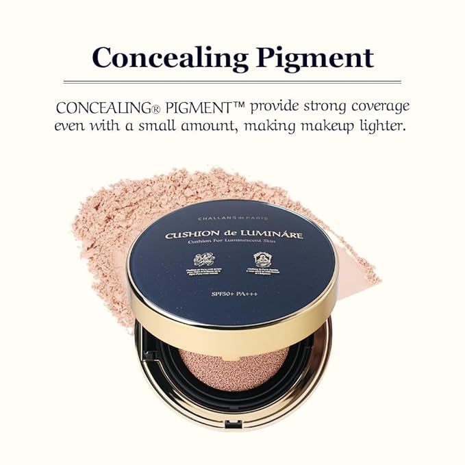 [CHALLANS de PARIS] Cushion de LUMINÁRE Cushion Foundation – 21 Bright Ivory | Radiant Glow, Full-Coverage, Lightweight Adhesion, Long-Wear, Luminous Finish, Korean Makeup, 0.53 oz-Velvo Beauty