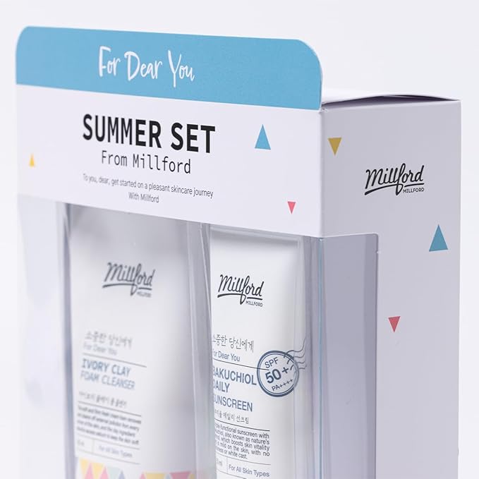 Summer Set with Ivory Foam Cleanser and Bakuchiol Daily Sun Moisturizer, Korean Skin Care, Firm and Soft Cream Foam, Sun Protection, Moisturizing, No White Cast, Quick Absorption, Gift Set-Velvo Beauty