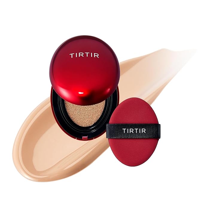 [*Mini Size*] TIRTIR Mask Fit Red Cushion Foundation | Full coverage, Weightless, Skin fit, Satin Glow Finish, Korean Makeup BB Foundation, beauty, Tattoo cover up, Buildable (#24N Latte, 0.15 Fl Oz)-Velvo Beauty