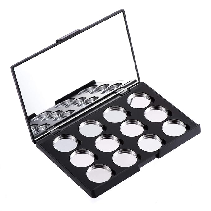 Empty Magnetic Eyeshadow Makeup Palette with Mirror and 12Pcs 26mm Round Metal Pans-Velvo Beauty