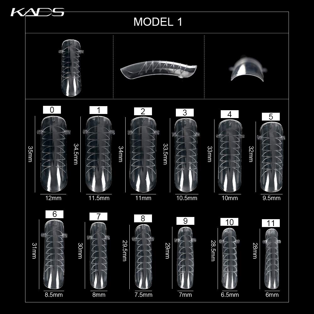 KADS 120PCS Clear Full Cover Dual Nail System Form UV Gel Acrylic Nail Art Mold Artificial Nail Tips with Scale for Extension (MODEL 1)-Velvo Beauty