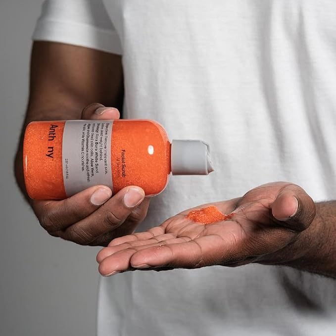 Anthony Facial Scrub – Men’s Exfoliating Face Wash with Vitamin C, Aloe, Chamomile and Algae for Deep Cleansing and Detoxifying 3.4 Fl Oz-Velvo Beauty