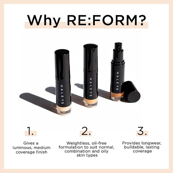HALEYS RE:FORM Liquid Lux Foundation (8.50) Vegan, Cruelty-Free Foundation Makeup - Even Skin Tone and Cover Blemishes & Imperfections with a Luminous Finish for Long-Lasting Wear-Velvo Beauty