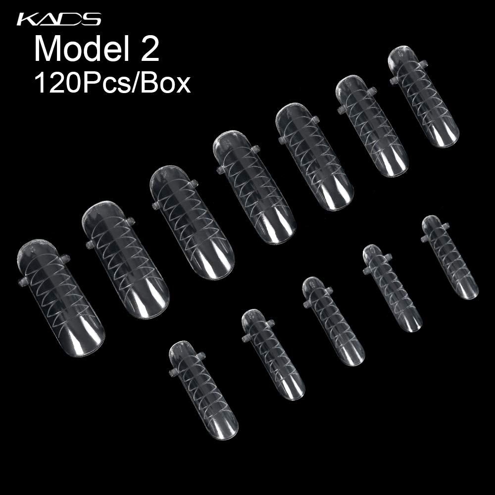 KADS 120PCS Clear Full Cover Dual Nail System Form UV Gel Acrylic Nail Art Mold Artificial Nail Tips with Scale for Extension (MODEL 2)-Velvo Beauty