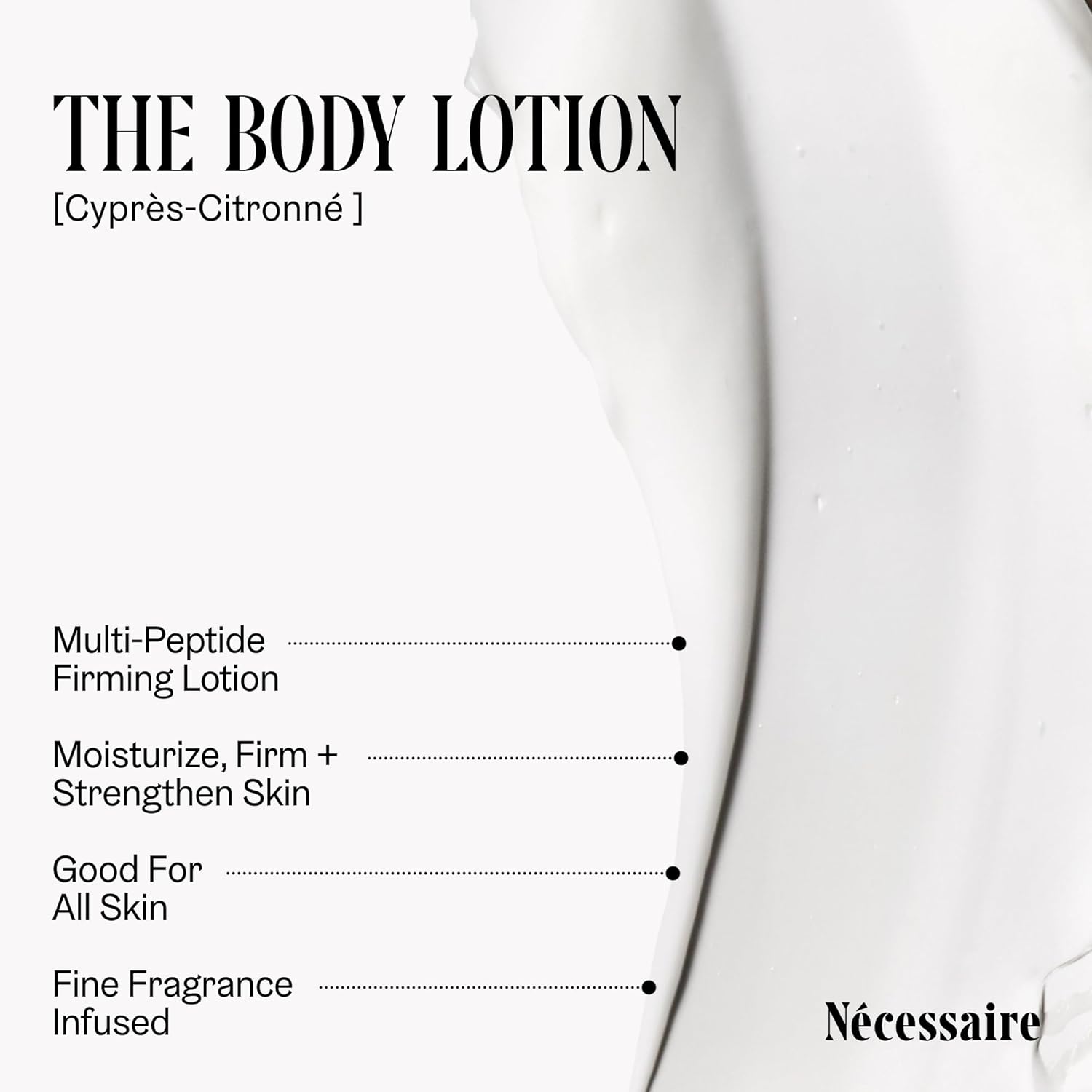 Nécessaire The Body Lotion Cyprès-Citronné – Multi-Peptide Body Moisturizer for Women + Men – Non-Comedogenic Body Lotion with Niacinamide – 450ml/15.2 fl oz-Velvo Beauty