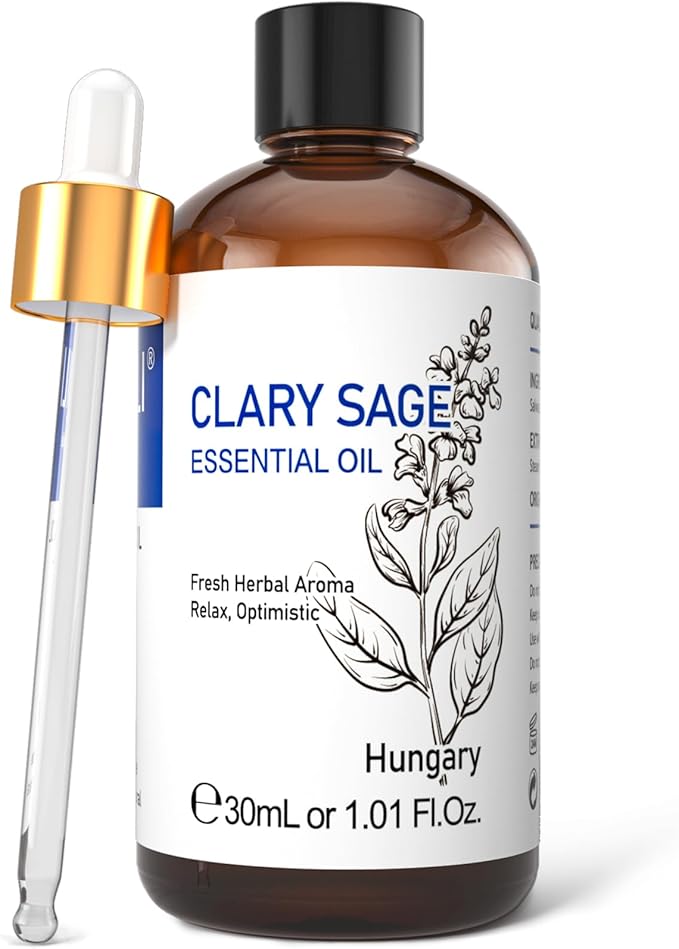HIQILI 1 Fl Oz Clary Sage Oil Essential Oil, 100% Pure Undiluted for Diffuser, Aromatherapy - 30ml-Velvo Beauty