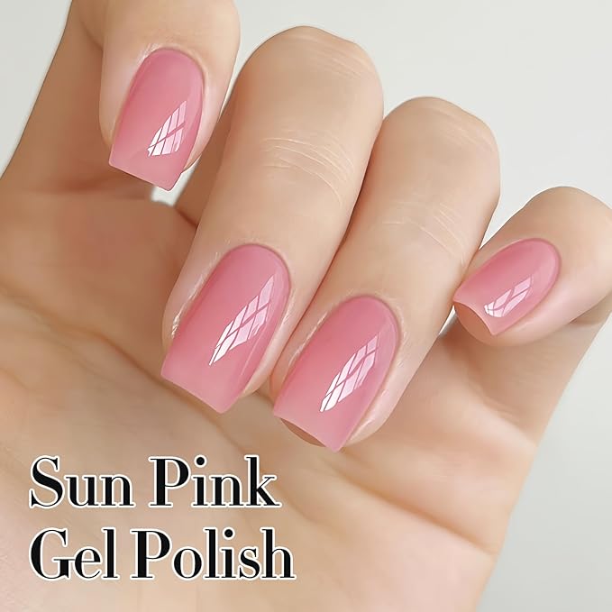 Double Rhythm Gel Polish Translucent Sheer Neutral Natural Light Milky Same Color Same Bottle 15ML Jelly Polish Art DIY at Home (Sheer Pink-A1386)-Velvo Beauty
