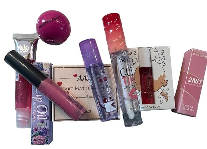 Diva Stuff Pink Lip Kit, 10 Lip Products Chosen At Random, Some Clear and Sheer and Some in Shades of Pink-Velvo Beauty