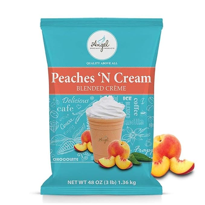 Angel Specialty Products, Blended Smoothie, Frappe Powder Mix, Peaches ‘N Cream [3 LB] [34 Servings]-Velvo Beauty