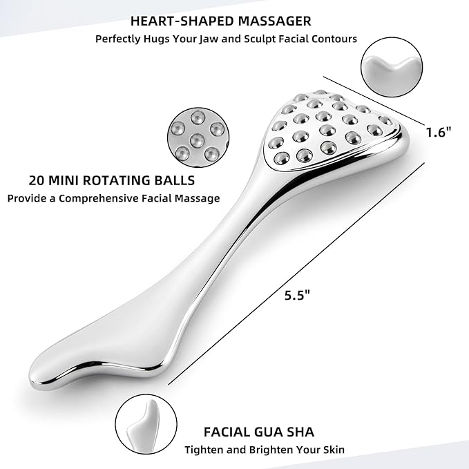 Stainless Steel Gua Sha & Face Roller, 3-in-1 Dolphin Facial Roller for Esthetician Supplies Women Gift, Skin Care Tool for Puffiness, Wrinkles, Dark Circles (1 Pc)-Velvo Beauty