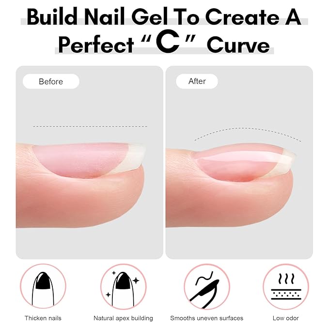 Makartt 3Pcs Builder Nail Gel with Top and Base Coat, Clear Gel Builder Kit for Nails Apex Building Thickening Strengthener Extension Rhinestone in a Bottle, UV Light Lamp Required-Velvo Beauty