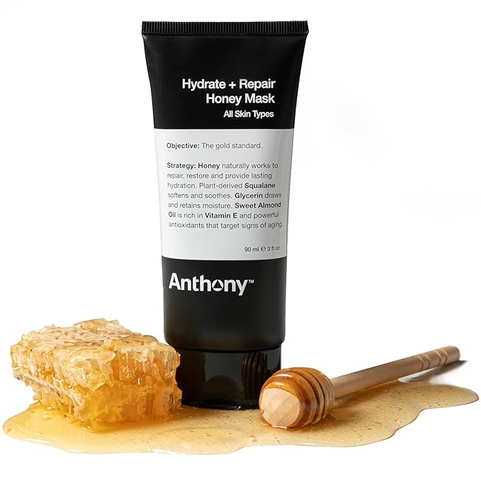 Anthony Hydrate + Repair Honey Mask, Stimulates Your Skin and Opens Pores with Honey, Vitamins C & E, Glycerin, Sweet Almond, Squalane, and Calendula, Soothes and Moisturizes Dry to Normal Skin - 3 Oz-Velvo Beauty