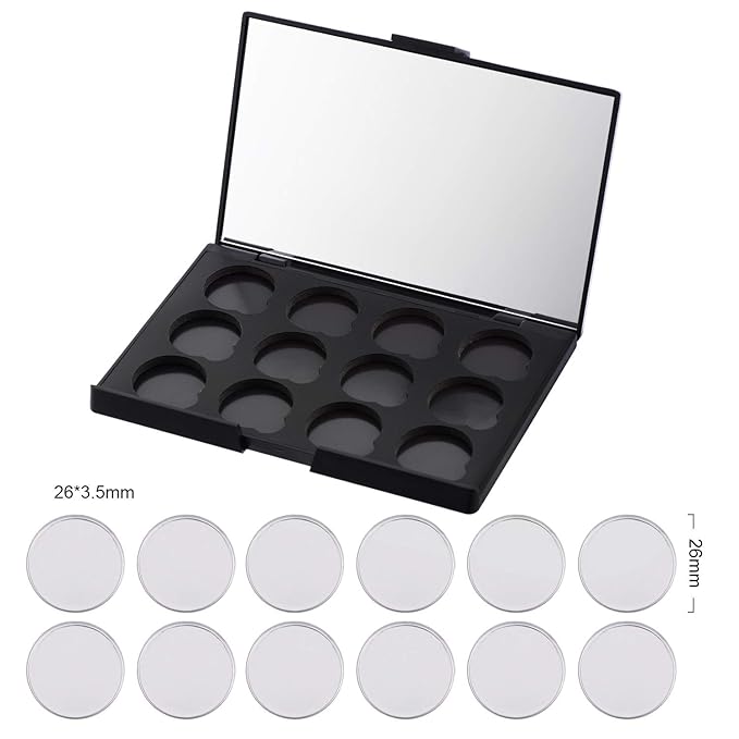 Empty Magnetic Eyeshadow Makeup Palette with Mirror and 12Pcs 26mm Round Metal Pans-Velvo Beauty