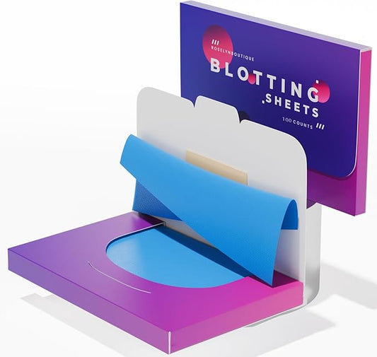 ROSELYNBOUTIQUE Oil Blotting Sheets for Face - 100 Organic Premium Flexible Silky Blotting Sheets Instant Oil-Absorbing Remove Excess Oil & Shine Oil Control Films-Velvo Beauty