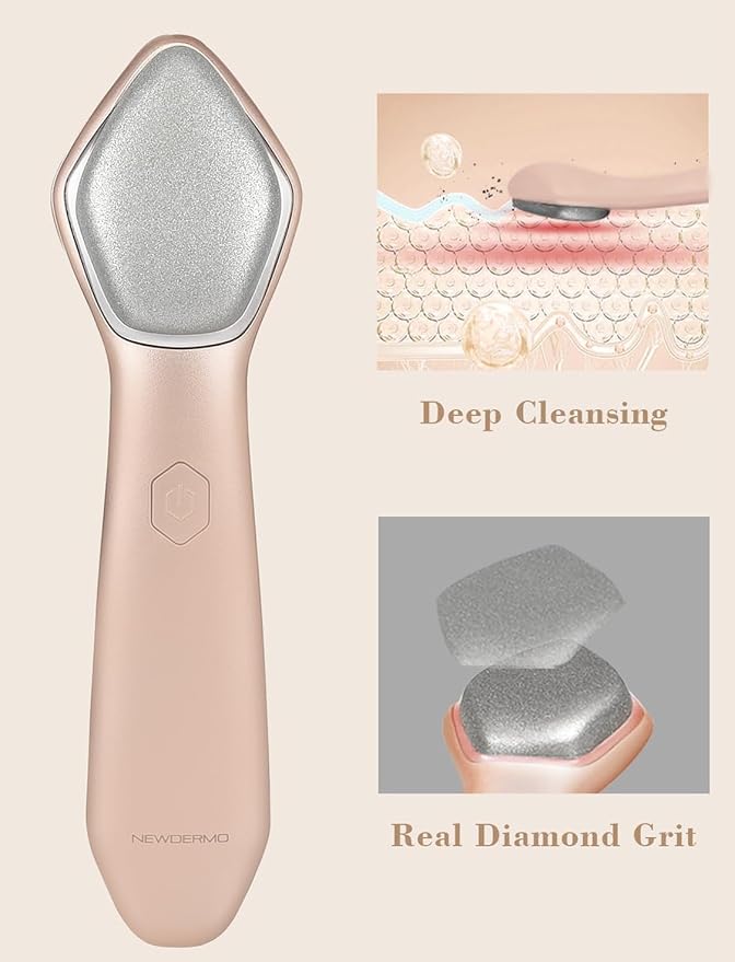 NEWDERMO Microdermabrasion Machine Pro, Large Diamond Electric Microdermabrasion Wand Tool With 3 Levels Frequency for Face Body Exfoliate Skin Care (Pink)-Velvo Beauty