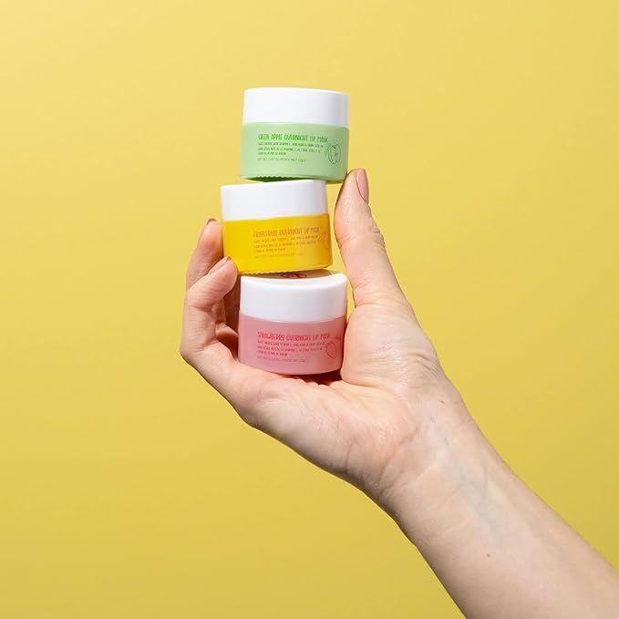 W7 Sweet Dreams Overnight Lip Mask Trio - Strawberry, Apple & Grapefruit Flavor 3 Pack - Vitamin E, Aloe Vera and Grape Seed Oil - For Hydrated, Full Looking & Irresistible Lips-Velvo Beauty