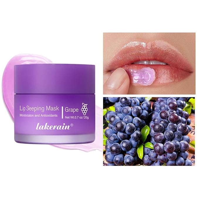 Hydrating Lip Sleeping Mask, Long Lasting Hydrating Night Lip Balms for Intensive Moisturizing and Care, Prevention Dry and Crack (GRAPE) 0.7 OZ-Velvo Beauty