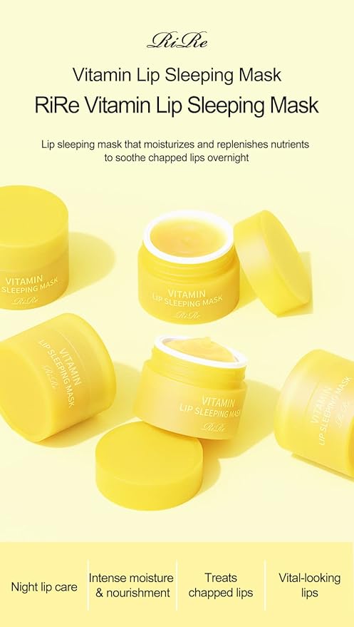 Vitamin Lip Sleeping Mask 10g / 0.35 oz. (Pack of 2) Contains 5,000ppm of vitamin E, Nourishing Moisturizing Elasticity Keratin Care, Lip Balm For Chapped, Cracked, Dry, Wrinkled Lips-Velvo Beauty