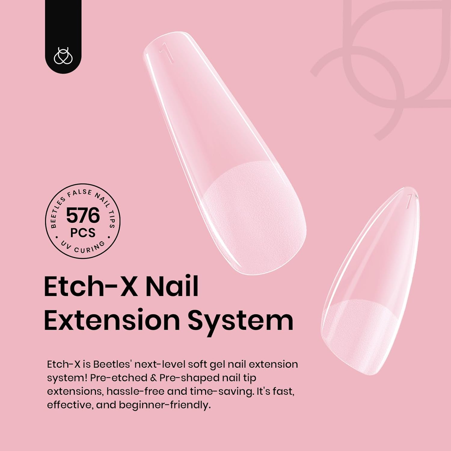 Beetles Gel Nail Tips Extra Short Coffin 576Pcs 12 Sizes - Pre-Etched Shaped Half Matte Soft Nail Tips Press On Nails Full Cover False Nails Acrylic Fake Nail Extension Kit Gift for Women-Velvo Beauty