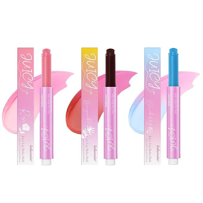 Juicy Lip Balm Shift, Slick Click pH Color Changing Lipstick Hydrating & Moisturizing Color Changing Lip Gloss,Nourishing Lip Care,Lips Moisturizer,Plumping Non-Sticky Sheer Tinted Lip Balm (SET A)-Velvo Beauty