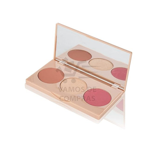 FARMASI Makeup Face Palette, Trio Eyeshadow, Long Lasting Face Sculpting, Blush and Highlighter Powder, Glow Contour Shadow Bronzer, All Skin Types, 0.52 oz. / 15 g (3 in 1 Face Palette)-Velvo Beauty
