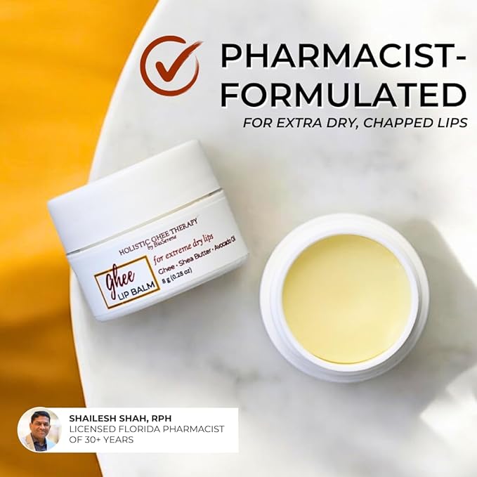 Natural Lip Balm For Very Dry Lips | Pack of 4 | Moisturizing Ghee, Shea Butter, Beeswax, Coconut Oil, & Jojoba Oil | Hydrating Lip Care For Chapped Lips, After Sun Care | Bioserene-Velvo Beauty