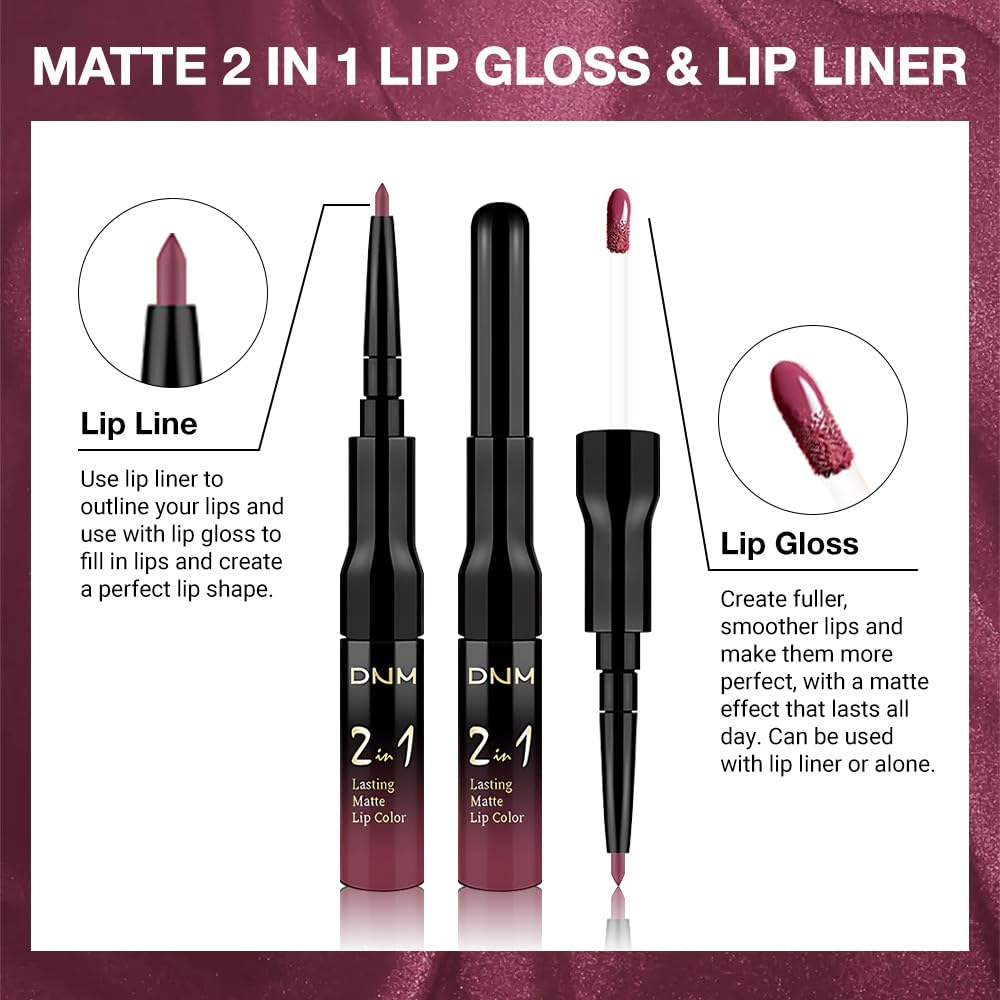 evpct 1Pcs Rose Plum Neutral Matte Lip Liner and Liquid Lipstick Stain Makeup Set for women, Rose Long Lasting Smudge Proof Lipstick labiales matte mate larga duracion listip 24 hours originales, 28#-Velvo Beauty
