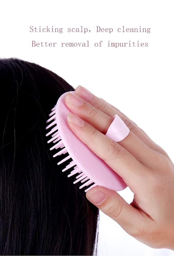 Hair Scalp Brush Dandruff Cleaning Brush Shower Scalp Shampoo Brush Scalp Massager Pack of 4(Blue and Pink)-Velvo Beauty