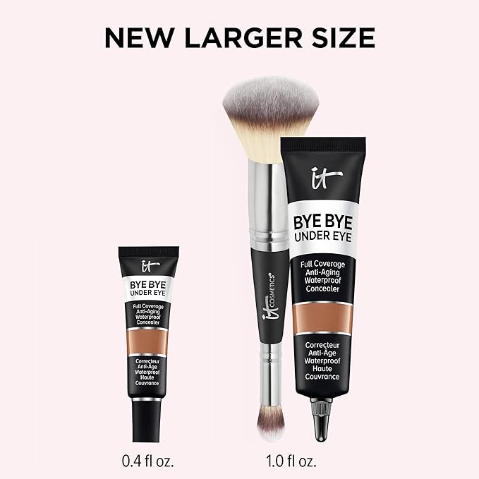 IT Cosmetics Makeup Set - Includes Supersize Bye Bye Under Eye Concealer (42.5 Deep) + Heavenly Luxe Complexion Perfection Concealer Brush (1 fl oz) - with Collagen, Hyaluronic Acid & Antioxidants-Velvo Beauty