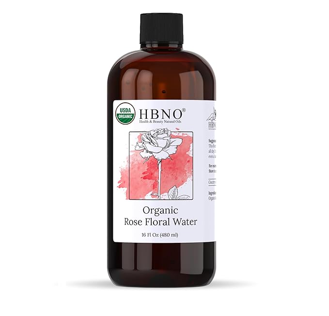 HBNO California Bottled Organic Rose Water for Face Huge 16 fl oz (480ml) Value Size - USDA Certified for Face - Pure Rose Water for Hair - Rosewater for Skincare, Haircare-Velvo Beauty