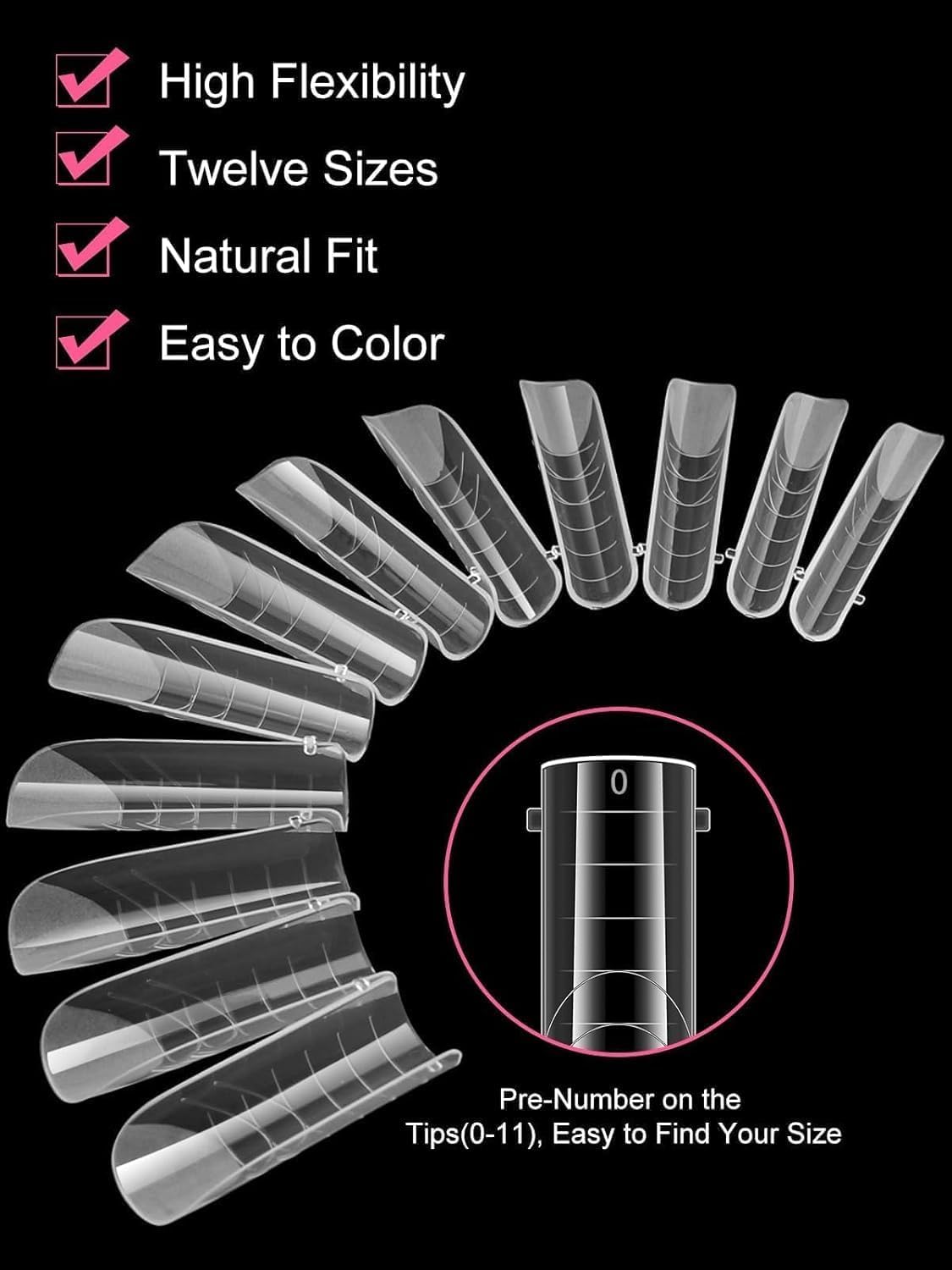 EBANKU Poly Gel Nail Forms, 120Pcs Coffin Matte Dual Nail Forms Clear Nail Molds Square Full Cover Nail Tips for Nail Extension Nail Art DIY 12 Sizes-Velvo Beauty
