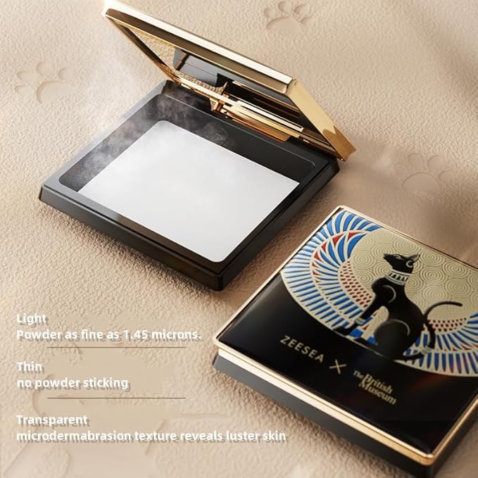 ZEESEA Pressed Powder The British Museum Egypt Series Long Lasting Oil Control Facial Finishing Brighten Setting Powder Multi-use Foundation(#03 Translucent)-Velvo Beauty