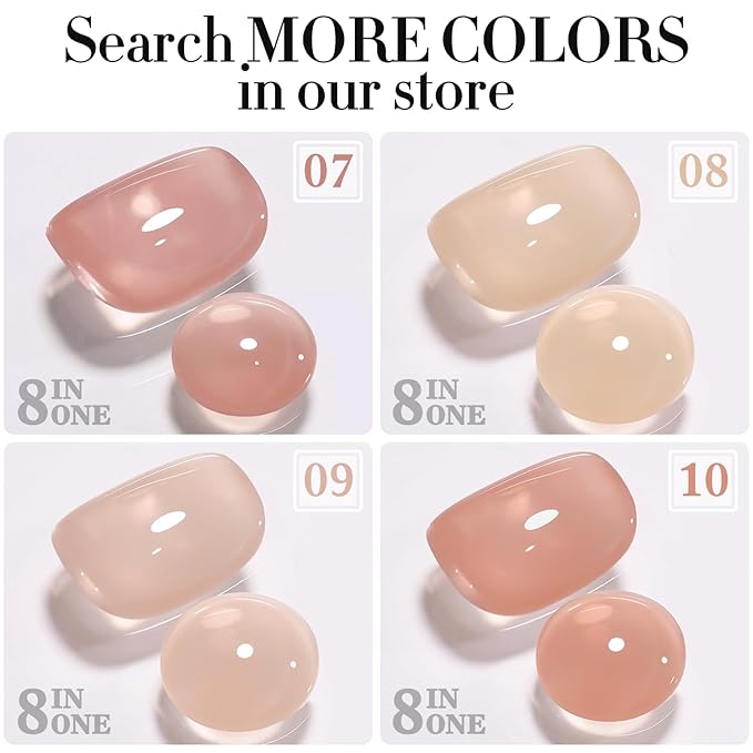 Double Rhythm Clear Gel Nail Polish 15ml Nail Strengthener Builder in a Bottle Nail Extension Hard Gel Soak Off Long Lasting UV Gel (Pale Nude 8 in 1-10)-Velvo Beauty