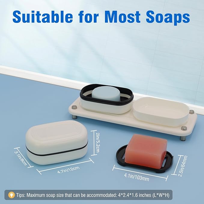 Travel Soap Container, Leakproof Soap Box, Travel Soap Holder with Removable Draining Layer, Portable Soap Case for Traveling, Camping, Gym (White, 1 Pack)-Velvo Beauty