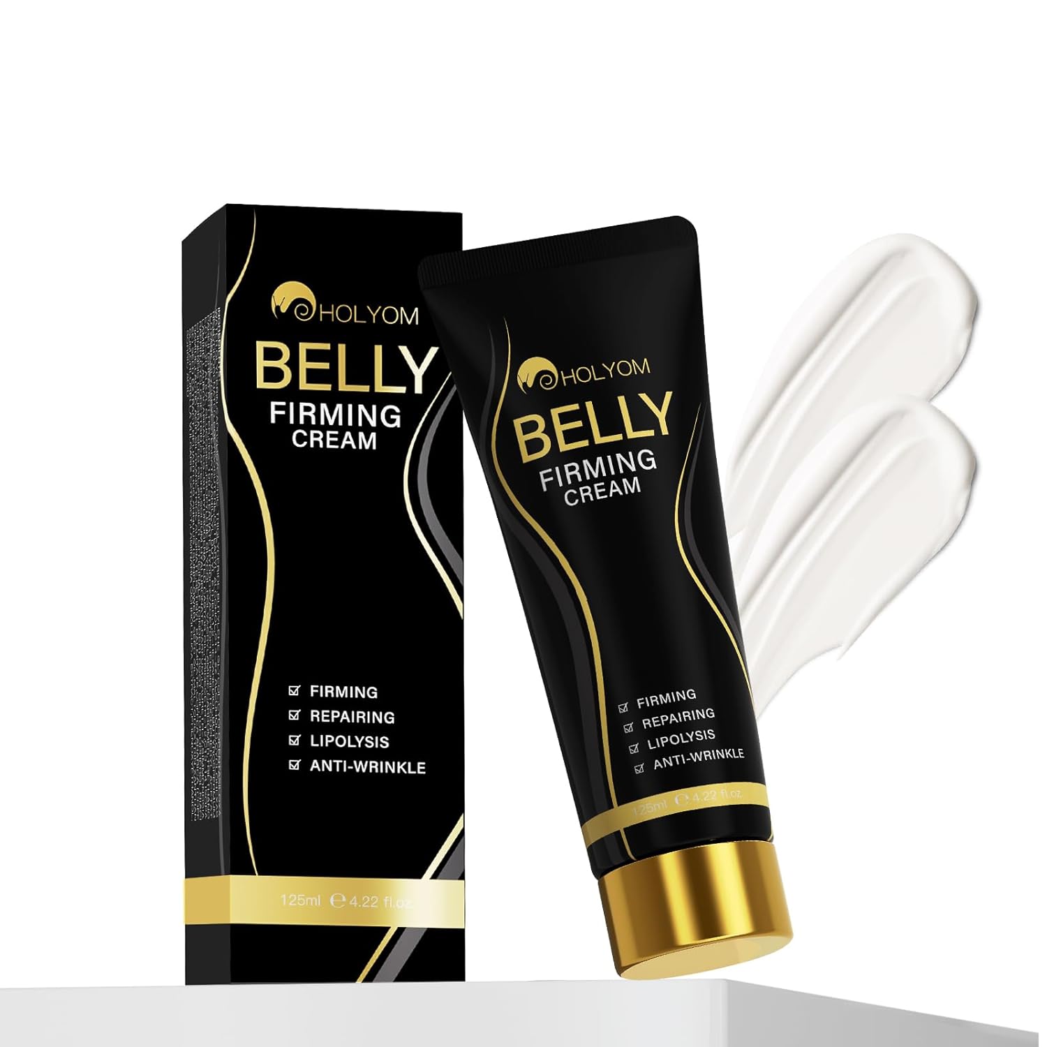 B Flat Belly Firming Cream - Premium Skin Tightening Cream for Stomach，Thighs & Butt， Skin Smoothing Moisturizer for Women and men, 4.22 fl oz-Velvo Beauty