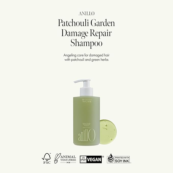 Patchouli Garden Damage Repair Shampoo - Korean Hair Care Nourishing Shampoo for Men & Women w/Patchouli Leaf Water, Protein Complex & Green Herb Complex - Vegan Scalp Cleanser (15.22 fl.oz)-Velvo Beauty