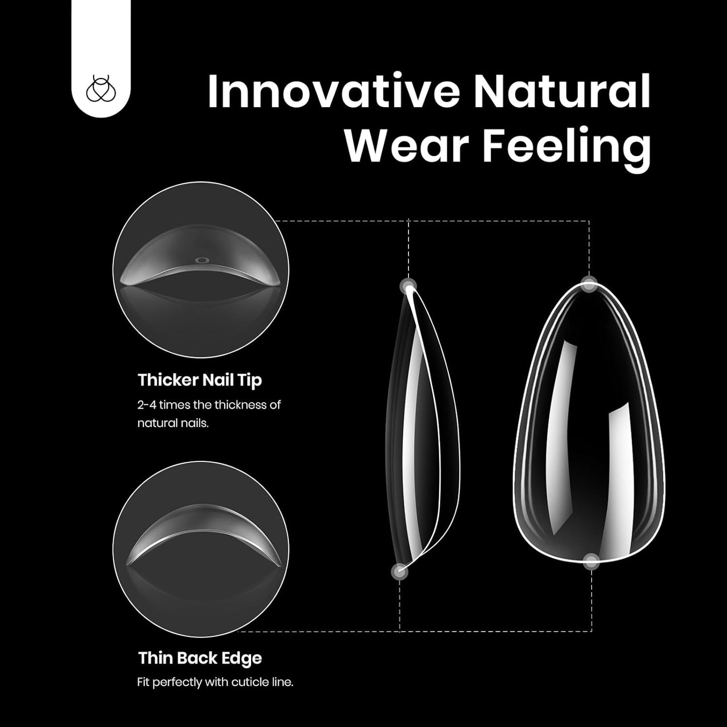 Beetles Gel Nail Tips Clear, Almond Medium, 288Pcs 10 Sizes, Pre-shaped Full Cover Soft Acrylic False Press On Nail Tips Almond Shape Easy Home DIY Fall Fake Nail Extension Art Salon Gift for Women-Velvo Beauty