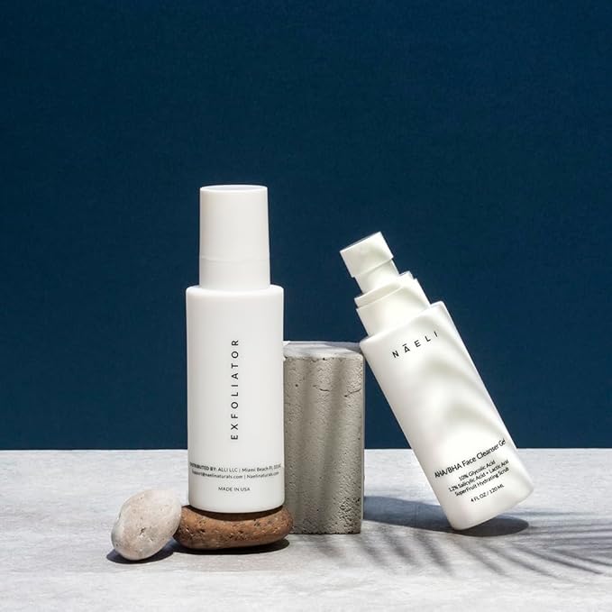 NAELI AHA/BHA Exfoliating Face Wash - 10% Glycolic Acid & Salicylic Acid Cleanser, Anti Aging Acne & Wrinkle Reducing Facial Exfoliant, Pore Minimizer & Brightening Gel, 4 oz-Velvo Beauty