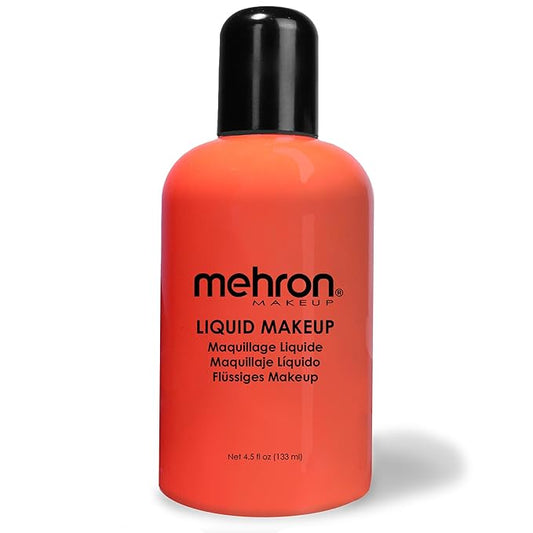 Mehron Makeup Liquid Makeup | Face Paint and Body Paint Perfect for Halloween, Cosplay I Air Brush Compatible 4.5 oz (133 ml) (Glow Orange)-Velvo Beauty