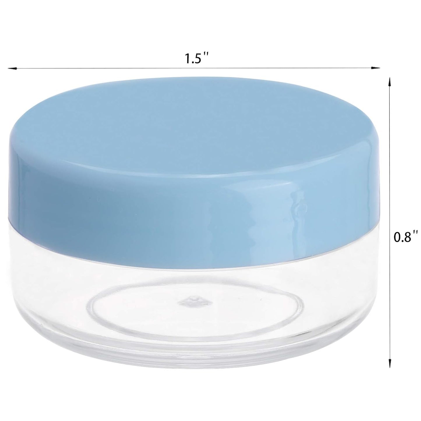 Refillable Cosmetic Sample Jars - 100 Pack 10g (0.35oz) Blue Small Travel Containers with Lids + 10 Mini Makeup Spatulas - BPA Free-Velvo Beauty