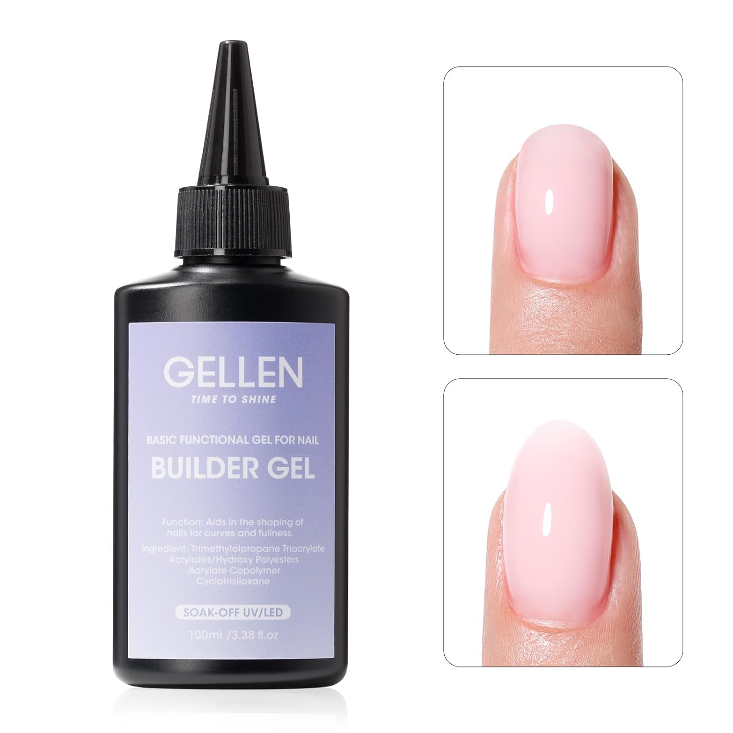 GELLEN 100ml Builder Gel for Nails Nude, Pink Strengthener Gel Color Hard Builder, Nail Apex Building Soak off Long Lasting U V Nail Gel-Velvo Beauty