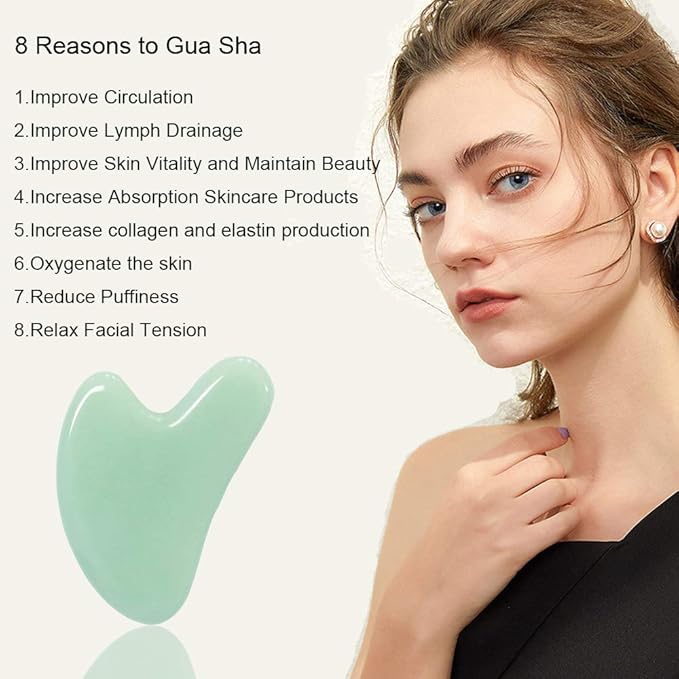 Ditind Gua Sha, Jade Stone Gua Sha Massage Tool, Guasha Tool for Face and Body Skin Massage. Gua Sha Set for Toxins Prevents Wrinkles for SPA Acupuncture, Therapy Trigger Point Treatment.-Velvo Beauty