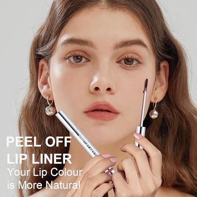 3 Colors Peel Off Lip Liner Stain with Tweezer, Long Lasting Waterproof Lip Tint Stains Makeup Set with Matte Finish for Women, Natural Look, Easy to Use, for All Skin Types (#234, M)-Velvo Beauty