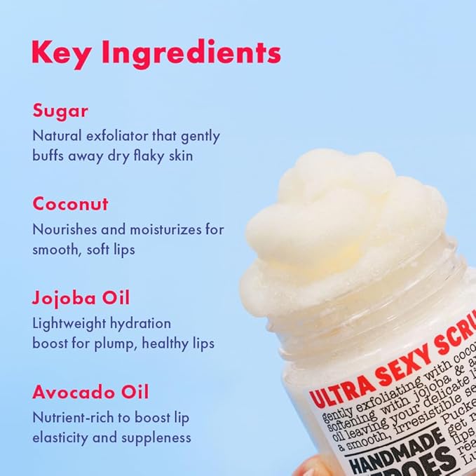 Handmade Heroes 100% Natural Coconut Lip Exfoliator & Lip Mask Gift Set - Gentle Exfoliant Sugar Lip Polish & Moisturizer for Chapped & Dry Lips-Velvo Beauty