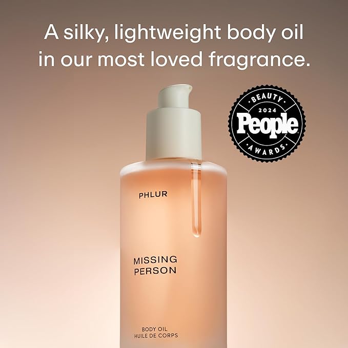 PHLUR Missing Person Body Oil For Women & Men - Lightweight & Nourishing - With Ceramide-Rich Oils & Skin-Mimicking Lipids - Bergamont, Musk, Orange & Sandalwood Floral Scented Body Oil (4 Fl Oz)-Velvo Beauty