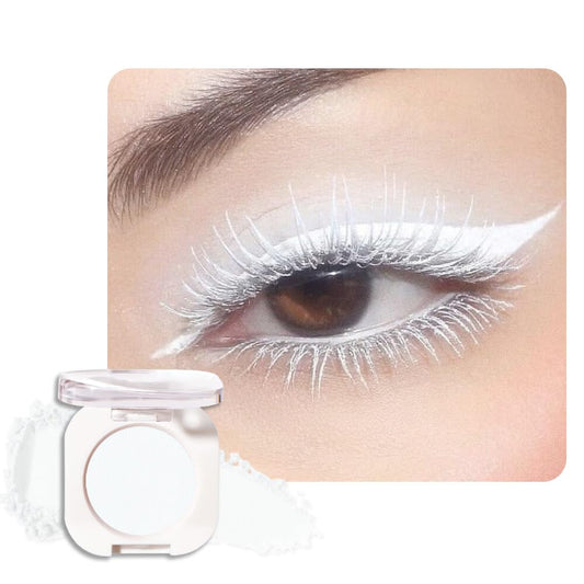 White Matte Eyeshadow Palette for Women, Single Monochrome Eye Shadow Makeup, Shiny Pressed Powder, Blendable Natural sombras para ojos, Holographic,Vegan,Travel -26-Velvo Beauty