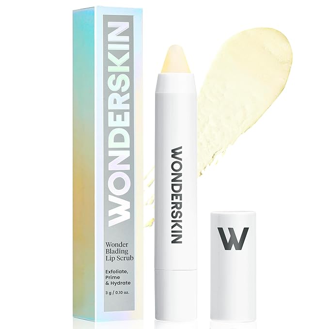 Wonderskin 3-in-1 Lip Scrub Exfoliator & Moisturizer, Lip Exfoliator Scrub, Lip Therapy, Hydrating Lip Balm for Soft, Nourished, Flake-Free Lips with One-Step Prep, 0.10oz-Velvo Beauty