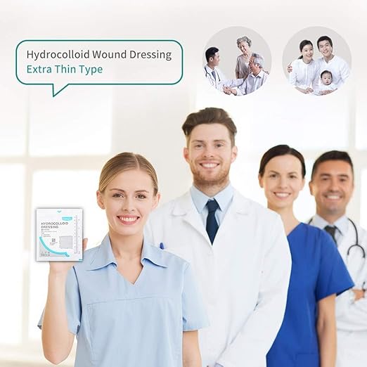 Dimora Hydrocolloid Dressing 4" x 4" for Wound Care, 10 Pack Large Patch Bandages with Self-Adhesive for Bedsore, Burn, Blister, Acne Care, Super Absorbent for Fast Healing-Velvo Beauty