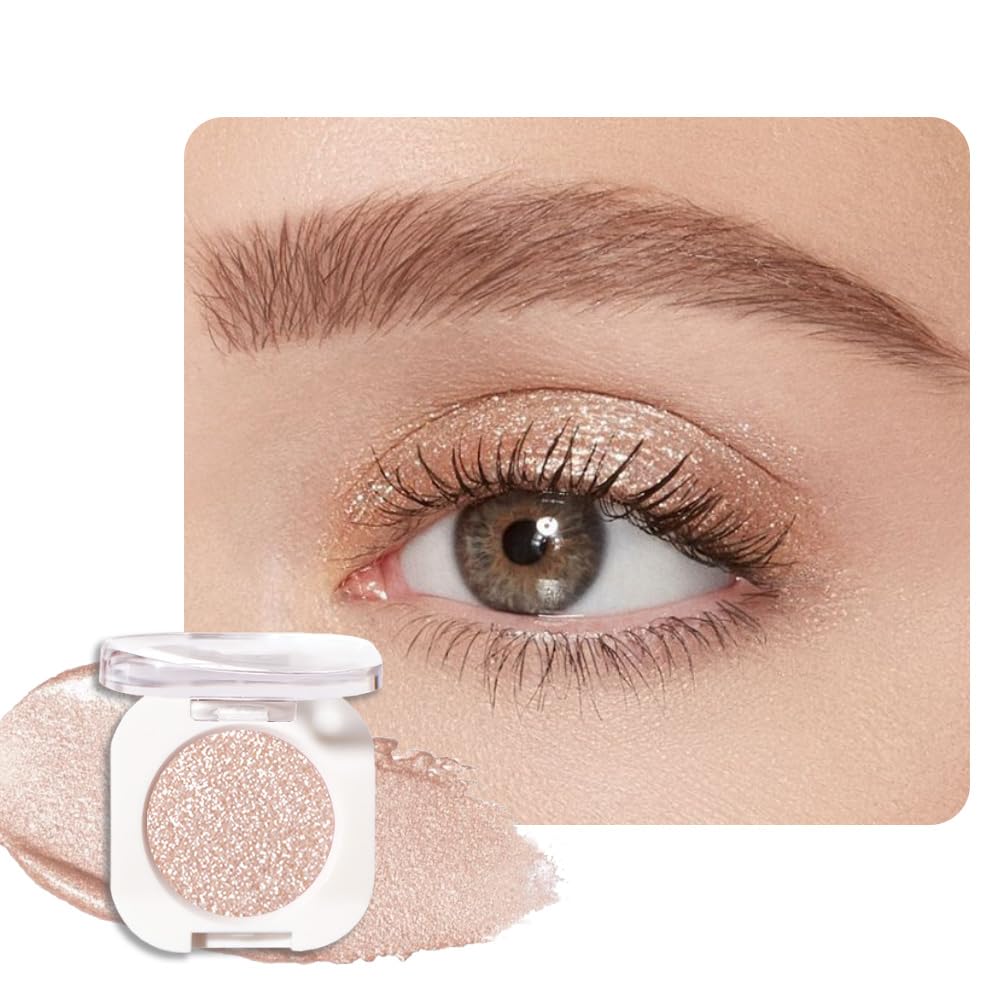 Single Glitter Shimmer Sparkle Eye Shadow Palette Makeup, Pear White Glitter Eyeshadow for Women, Pigmented Waterproof Sombras Para Ojos, Vegan, Talc, Paraben & Cruelty Free, 11-Velvo Beauty