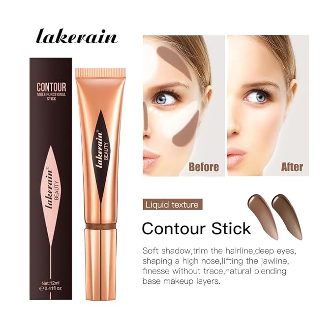 Liquid Contour Beauty Stick, Contour Stick, Bronzer Stick,Multi-Function Beauty Stick, Cream Contour With Cushion Applicator, Liquid Contour Stick, Women's Contour Makeup (06#)-Velvo Beauty